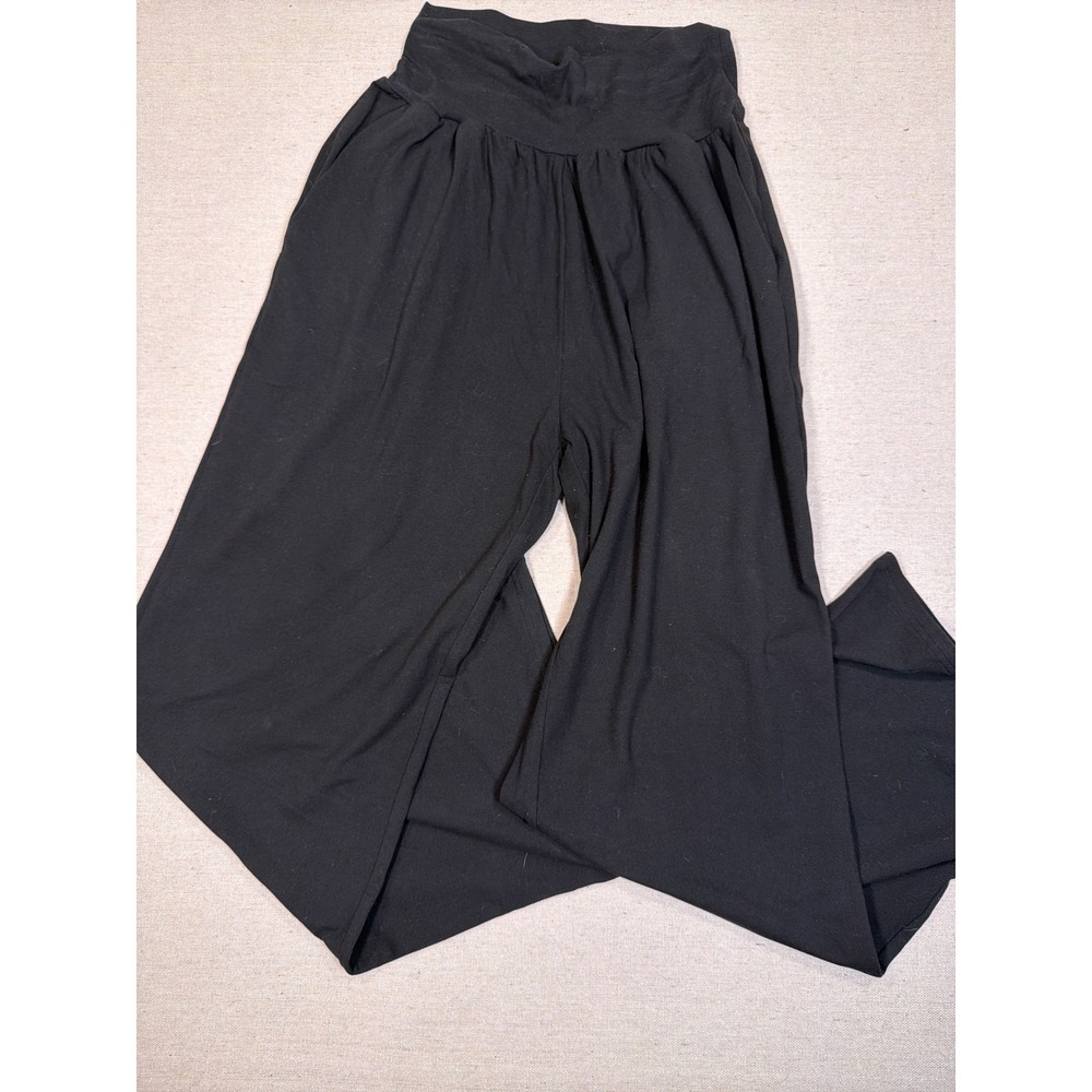 UEU Black Wide Leg Lounge Pants Women Medium High Waist Palazzo Yoga Trousers